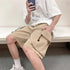 Men Casual Shorts Solid Leisure Summer Oversize Multi-pockets Cargo Trousers Streetwear