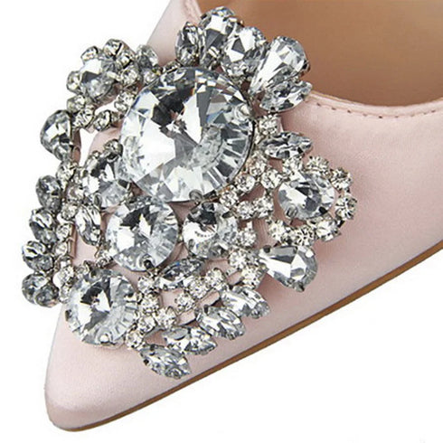 Sparkling Rhinestone Stiletto Pumps for Women - Elegant High Heels for Wedding & Party