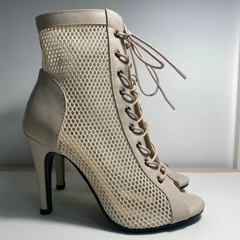 Sexy High Heels Hollow Mesh Sandals for Summer Fashion Comfort Peep Toe Stilettos Jazz Dance Female Shoes Plus Size