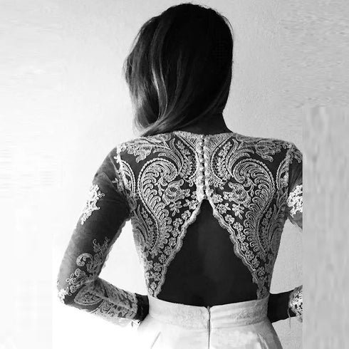 On Sale Long Sleeve Wedding Gowns Lace Bridal Gowns Deep V Neckline