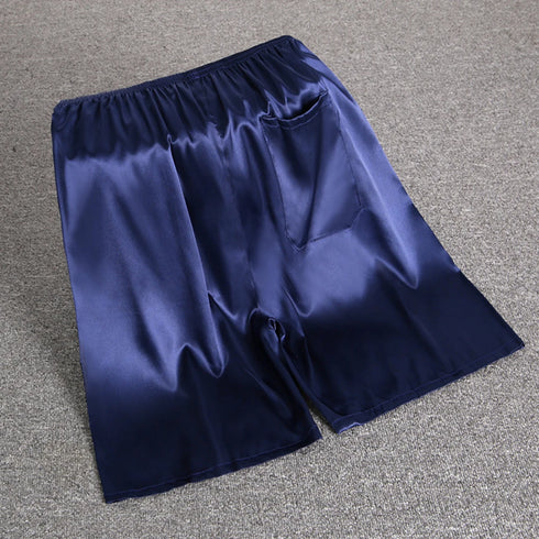 Men Elastic Waist Silk Satin Pajamas Shorts Nightwear Bottoms