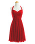Bridesmaid Dress A Line Chiffon Knee Length Sweetheart Halter Zipper Back Dresses