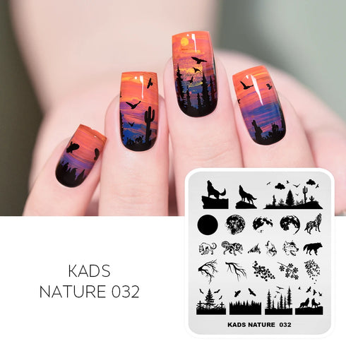 Nature-Inspired Nail Art Stamping Plate Set with Butterfly and Mountain Range Designs for DIY Manicure Enthusiasts