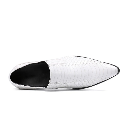 White Snake Skin Genuine Leather Men's Party Wedding Loafers