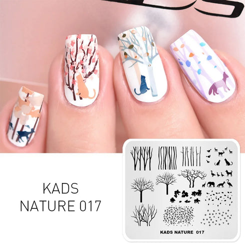 Nature-Inspired Nail Art Stamping Plate Set with Butterfly and Mountain Range Designs for DIY Manicure Enthusiasts