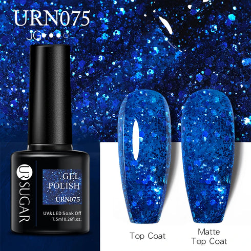 Nail Gel Polish - 7.5ml Semi-permanent Glitter Varnish for Winter Manicure, Eco-friendly and SGS Certified for Lasting Style