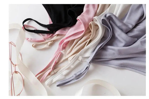 Luxurious Mulberry Silk Halter Top for Women - Elegant U Neck Solid Cami Vest Sleeveless Summer Silk Tank Tops Ladies Stylish Camisole