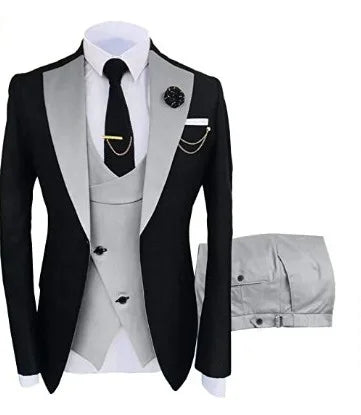 Luxury Men's Tuxedo Suit Set for Special Occasions - Stylish 3-Piece Ensemble with Jacket, Trousers, and Vest for Parties and Weddings