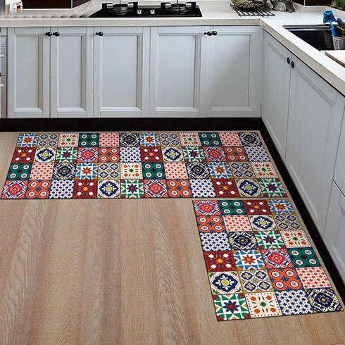 Anti-Slip Geometric Kitchen Mat Area Rugs for Living Room Bathroom and Hallway
