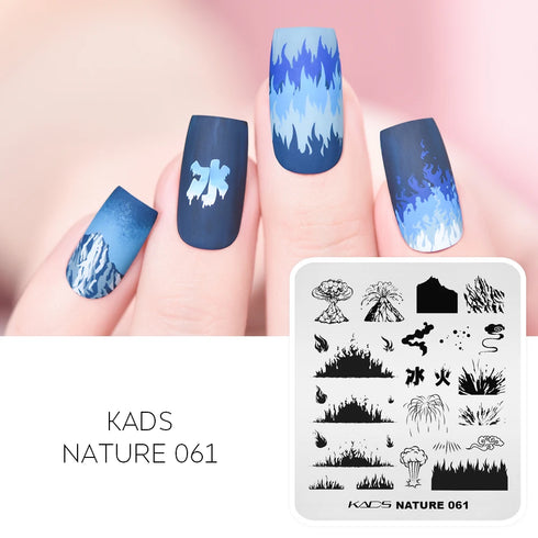 Nature-Inspired Nail Art Stamping Plate Set with Butterfly and Mountain Range Designs for DIY Manicure Enthusiasts