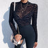 Mesh Transparent Sexy Long Sleeve Bodysuit for Women Party and Club Wear