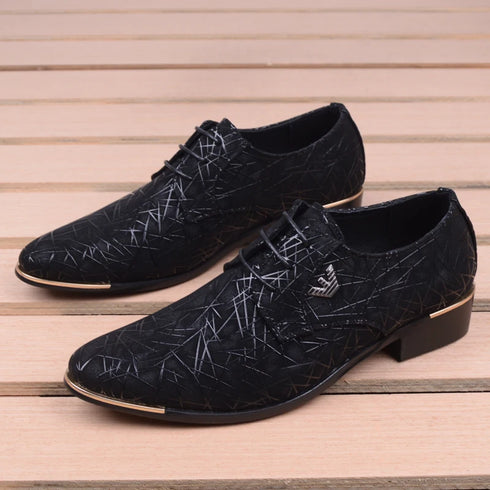 Men's Formal Business Oxfords - Microfiber Leather Lace-Up Dress Shoes with Pointed Toe Design for Weddings and Special Occasions
