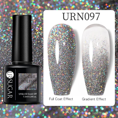 Nail Gel Polish - 7.5ml Semi-permanent Glitter Varnish for Winter Manicure, Eco-friendly and SGS Certified for Lasting Style