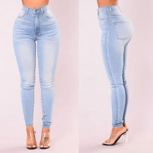 Women’s Slim Fit Denim Skinny Jeans - High Waist Stretch Pencil Pants with Pockets for Casual Fall Outfits, Perfect for Homecoming and Everyday Wear