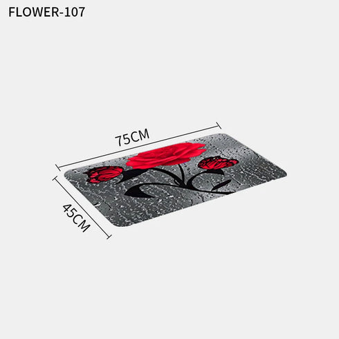 Red Rose and Butterfly Bathroom Mat and Shower Curtain Set Waterproof Eco-Friendly Design