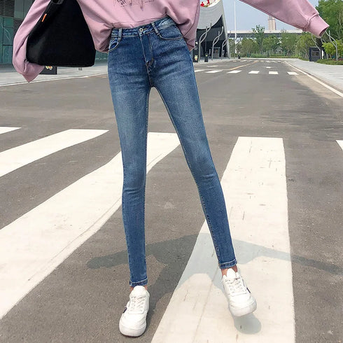 Women’s Classic Retro Skinny Jeans - High Waist Stretch Pencil Trousers for Casual Fall Outfits - Perfect for Homecoming and Everyday Wear
