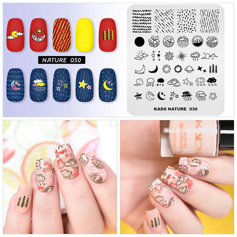 Nature-Inspired Nail Art Stamping Plate Set with Butterfly and Mountain Range Designs for DIY Manicure Enthusiasts