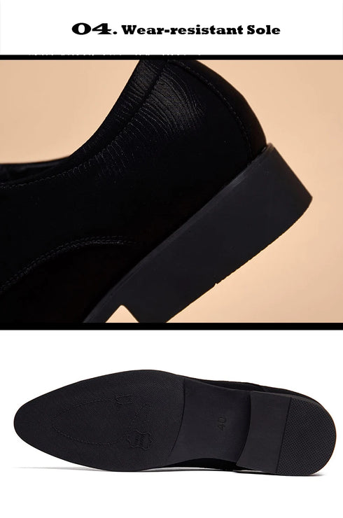 Stylish Men's Leather Dress Shoes - Breathable Pointed Toe Formal Footwear for Office, Weddings, and Casual Occasions - Comfortable and Elegant Black Flats for Every Season