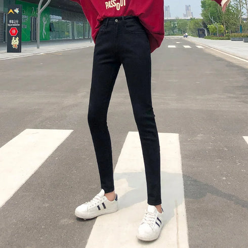 Women’s Classic Retro Skinny Jeans - High Waist Stretch Pencil Trousers for Casual Fall Outfits - Perfect for Homecoming and Everyday Wear