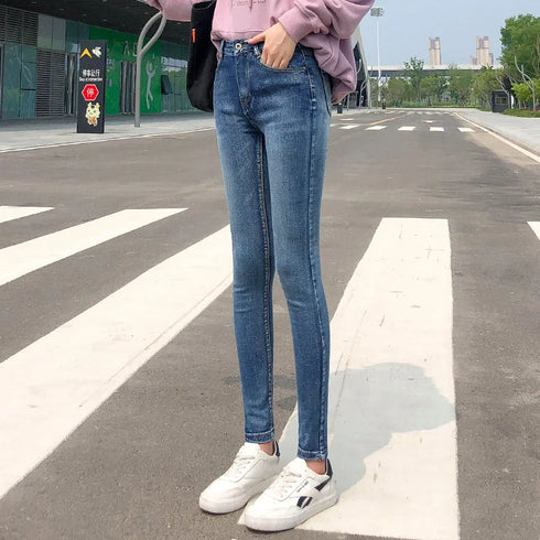 Women’s Classic Retro Skinny Jeans - High Waist Stretch Pencil Trousers for Casual Fall Outfits - Perfect for Homecoming and Everyday Wear