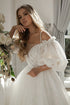 Princess Applique Lace Wedding Dresses Puff Sleeve Ball Gown