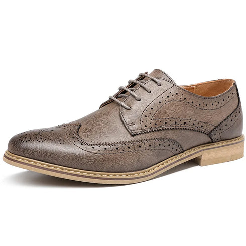 Elegant Men's Oxford Brogue Lace-Up Shoes for Business, Weddings, and Formal Occasions - Stylish Bullock Dress Footwear