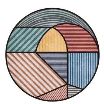 Modern Geometric Round Carpet for Living Room Bedroom and Hallway