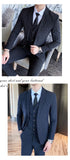 ( Jacket + Vest + Pants ) Prom Groom Tuxedos Male Wedding Suits 3Pcs Set Men's Striped Casual Business Suit