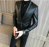Stylish Slim Fit PU Leather Blazer Jackets for Men - Casual Business Suit Coats in 4XL Size for Autumn and Winter Wear