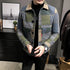 Men's Casual Lapel Hoodless Jacket - Slim Fit Plaid Woolen Coat for Autumn and Winter Fashion