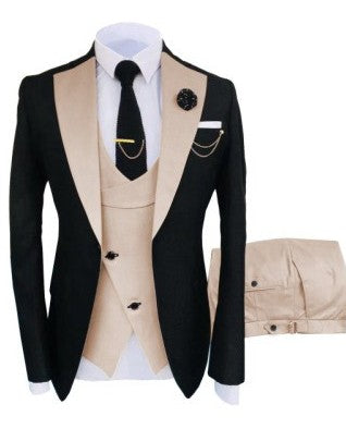 Luxury Men's Tuxedo Suit Set for Special Occasions - Stylish 3-Piece Ensemble with Jacket, Trousers, and Vest for Parties and Weddings