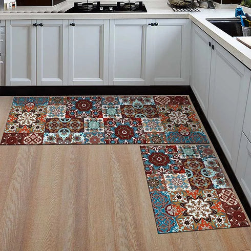 Anti-Slip Geometric Kitchen Mat Area Rugs for Living Room Bathroom and Hallway