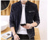Men's Retro Motorcycle Denim Jacket with Stand Collar, Long Sleeve Zippered Casual Outerwear for Spring and Autumn Fashion