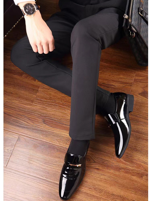 Elegant Breathable Oxford Leather Shoes for Men - Perfect Formal Flats for Office, Weddings, and Daily Wear - Comfortable Slip-On Design with Pointed Toe and Rubber Outsole