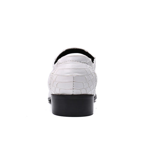 White Snake Skin Genuine Leather Men's Party Wedding Loafers
