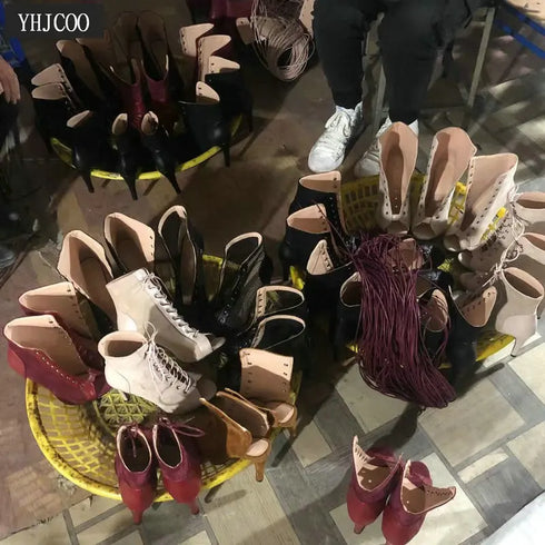 Sexy High Heels Hollow Mesh Sandals for Summer Fashion Comfort Peep Toe Stilettos Jazz Dance Female Shoes Plus Size
