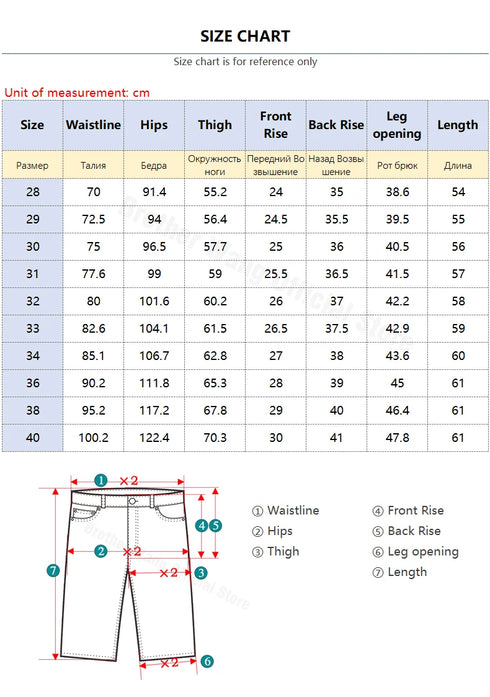 Summer Men's Stretch Short Jeans Casual Slim Fit Denim Shorts