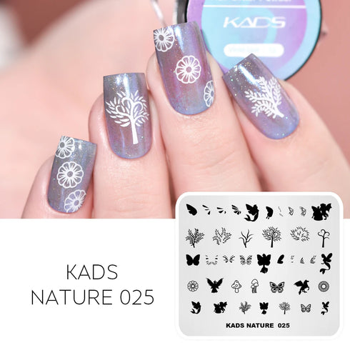 Nature-Inspired Nail Art Stamping Plate Set with Butterfly and Mountain Range Designs for DIY Manicure Enthusiasts