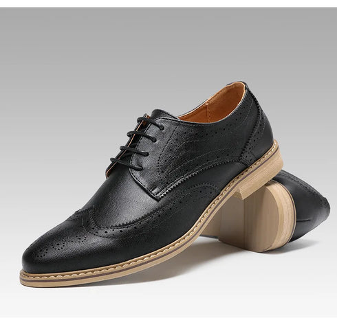 Elegant Men's Oxford Brogue Lace-Up Shoes for Business, Weddings, and Formal Occasions - Stylish Bullock Dress Footwear