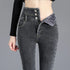 Warm High-Waist Fleece-Lined Skinny Jeans for Women - Perfect for Casual Fall Outfits and Stylish Pencil Pants Looks