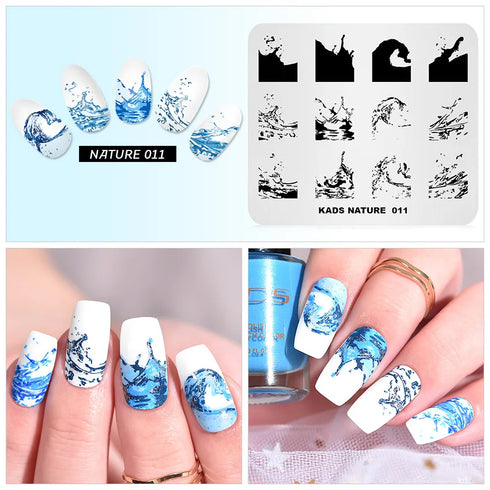 Nature-Inspired Nail Art Stamping Plate Set with Butterfly and Mountain Range Designs for DIY Manicure Enthusiasts
