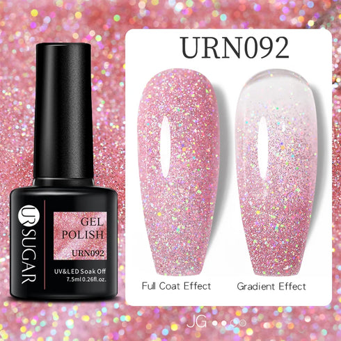 Nail Gel Polish - 7.5ml Semi-permanent Glitter Varnish for Winter Manicure, Eco-friendly and SGS Certified for Lasting Style