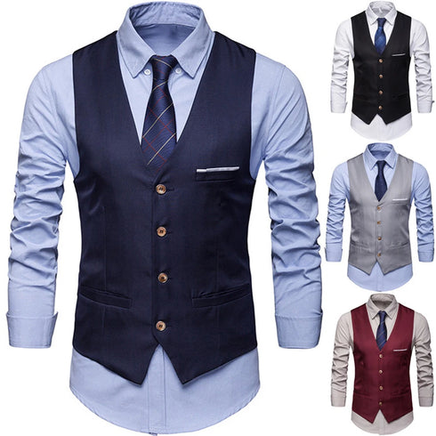 Slim Fit Men's Business Formal Waistcoat Sleeveless Vest