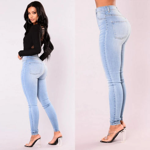 Women’s Slim Fit Denim Skinny Jeans - High Waist Stretch Pencil Pants with Pockets for Casual Fall Outfits, Perfect for Homecoming and Everyday Wear