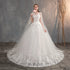 Enchanting Lace Princess Wedding Gown with Long Train and Embroidery
