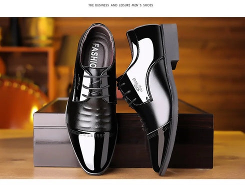Stylish Men's Patent Leather Oxford Dress Shoes - Formal Pointed Toe Big Size 38-48 Perfect for Weddings and Special Occasions