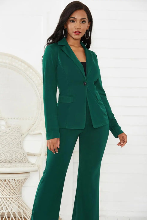 Elegant Women's Office Suit Set - Two-Piece Long Sleeve Pants Suit for Professional Winter Style, Perfect for Ages 18-35