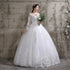 Summer Korean Light Wedding Dress Off White Bride Long Sleeve Lace Appliques
