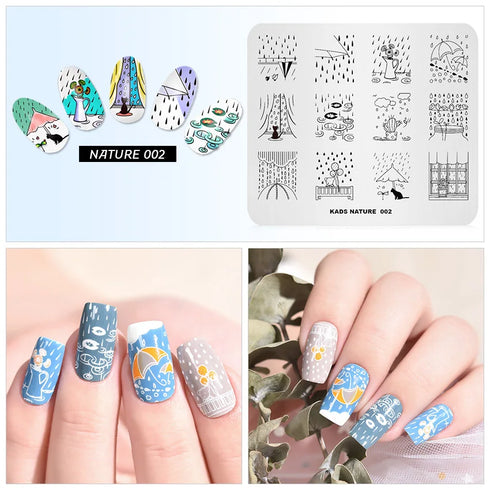 Nature-Inspired Nail Art Stamping Plate Set with Butterfly and Mountain Range Designs for DIY Manicure Enthusiasts