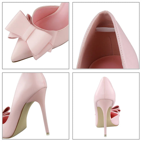 Bow Detail Stiletto Heels for Women - Elegant Wedding Shoes